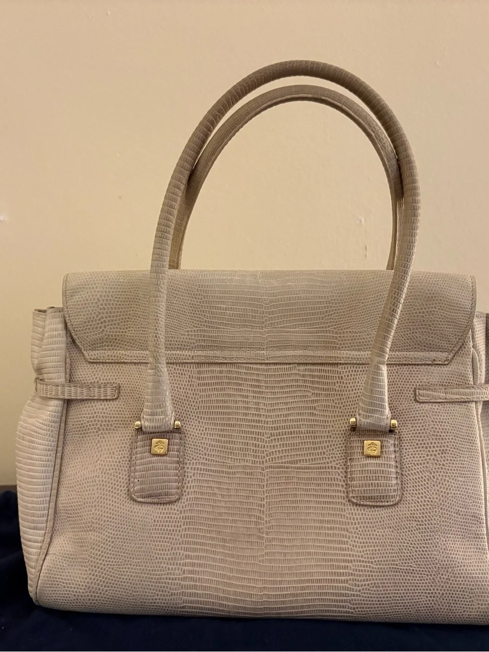 Brooks Brothers Beige Textured Leather Handbag